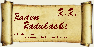 Raden Radulaški vizit kartica